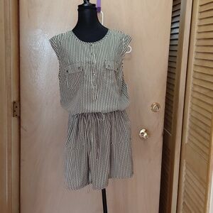 Sleeveless Mini Dress in Olive Green Check